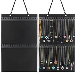 Caffox Hanging Necklaces Holder, Large Necklace Organizer with 32 hanging leather hooks for Necklaces. 🍁MAKE YOUR...