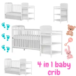 Stationary rail design (non-drop side) this crib is a sturdy, safe and desirable choice for any nursery. Wooden White...