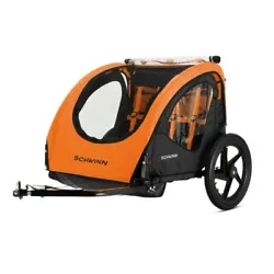 Trailer holds up to 2 passengers with a maximum total combined weight of 80 lbs. Two-passenger bike trailer easily...