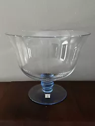 Marquis By Waterford Crystal Bermuda Blue Pedestal Fruit Bowl (NWOT).