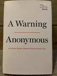 A WARNING BY ANONYMOUS HARDCOVER.