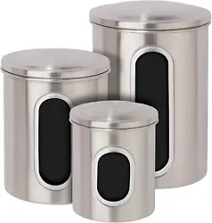 Steel containers may be nested inside of each other, saves space when necessary. Pressure fitted lids keep contents...