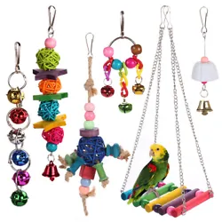 HAPPYTOY Bird Ladder Swing Toys Play Set fun Colorful for Bird Cages. Fit for most bird cages, easy to install with...