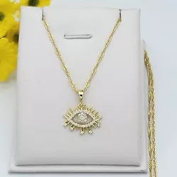 Evil Eye Protection Pendant & Chain Necklace. The evil eye brings good luck and protects you from any ill. GOLD PLATED...