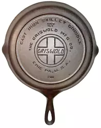 This is a highly collectible Griswold Cast Iron Skillet Griddle with a 107 slant logo and a large size. It is...