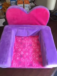 In like new condition. Build a Bear pink and purple heart futon, pull out bed. I took photos of bed, undersides of bed...