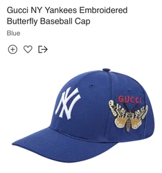 New GUCCI Blue NY Yankees MLB Baseball Cap Embroidered Butterfly Design Hat. In Hand. StockX Authentic w...