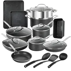 This Granite Stone 20 piece cookware set is a complete kitchen in a box! You get everything you need to start cooking...