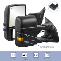 The plane mirror can be power heated to defrost. Tow mirrors will work for compatible vehicles with listed functions...