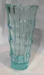 Vintage Bud VaseAquamarina Turquoise Teal Blue Glass Paneled Flared 5 1/2