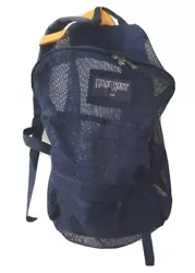 Eastwest USA Mens Backpack Navy Blue Mesh See through Adjustable Straps Zipup. NOTE: name marked out on inside....