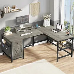 L shaped desk with eco- friendly storage bag is easy to keep your desk tidy. Max loading capacity: 550lbs. Adjustable...