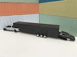 Up for sale is 1X 3D Printed 1/64 Gooseneck Enclosed 36FT Race Car Trailer for Greenlight, 2 Car, Open Wheel! - White,...