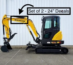 New Holland 24” Vinyl Decal Sticker (Set of 2) Black Excavator Skid steer Boom.