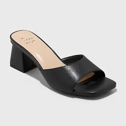 •2.5in block-heel mules •Single contoured band upper •Square open toe and backless design •Medium width...