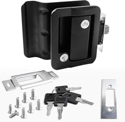 RV Door Lock, Travel Trailer Entry Door Lock with Paddle Deadbolt, Camper Door Latch Handle with 4 Keys, Trailer Door...