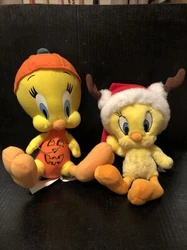 Tweety Bird Plush Looney Tunes Pumpkin and Hallmark Santa. Preowned. Tweety Bird Pumpkin measures Approximately 9”...