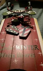 BELIEVE.COLD WINTER WARM HEARTS Actual  WOODEN SLEIGH RIDE  CAN BE USE FOR HOLIDAY DRCORATION OR AS A SIGN/ Pull OLD...