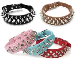 Spiked Studded Rivets PU Leather Dog Pet Collar XS S Studs Rivets Sharp for Small & Toy Breeds Black Brown Blue Red...