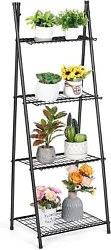 【Ladder Plant Stand】Adopt 4 tier ladder design, the pant shelf can display various pots plants or flowers in a...