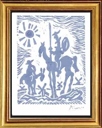 This beautifulPablo Picasso print is titled“Don Quixote & Windmills”. A pencil signature of Picasso appears at the...