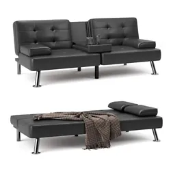 Shahoo Convertible Folding Futon Sofa Bed Sleeper Couch. Convertible Futon Sofa Bed: Convert from a sofa to a comfy bed...