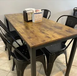 New Industrial Style 4 Person Farmhouse Dining Table Wood Rustic Brown. Condition is New. Shipped with USPS Priority...