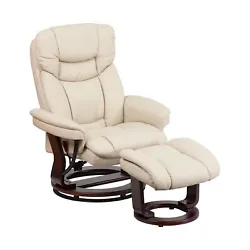 Flash Furniture Recliner Chair with Ottoman | Beige LeatherSoft Swivel Recliner Chair with Ottoman Footrest. Recliner...