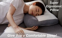 Cervical Neck Pillow Orthopedic Memory Foam Ergonomic Contour Neck Pain Relief. White gray color