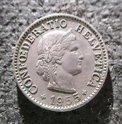 5 RAPPEN 1955. This coin was minted in 1955 in Bern, Switzerland. OLD COINS OF SWITZERLAND. Weight: 2.0 g.