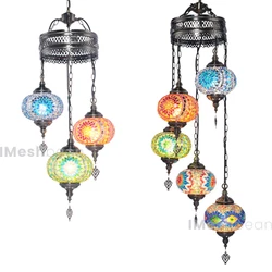 Hardwired Model:Pre-assembled for quick and easy installation;. 3/5-Light Turkish Chandelier Swag Lamp Boho Hanging...