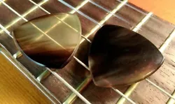 TWO - Zebu Horn Guitar Picks (1mm thick antique tortoise shell style). Master Artisan Guitar Picks : Nashville, TN. ONE...