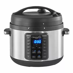 Includes 10-quart crock pot, glass lid, 3 sealing gaskets, steaming rack, serving spoon, and recipe book. Nonstick...