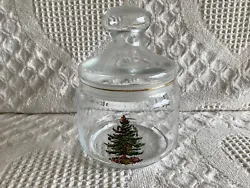 Vintage Apothecary Spode Christmas Tree Canister Storage Jar Knob Lid France. This is in absolutely perfect condition....