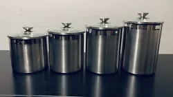 Kitchen Canisters Stainless Steel With Air Tight Glass Lids Set of 4Sizes: ~ 6 1/2” diameter3 qt - 6” tall 3.5 qt -...
