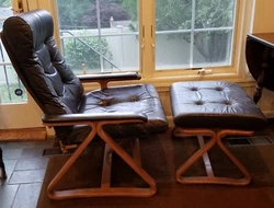 Very rare style Plycraft Lounge Chair With Ottoman. This chair has some wear, please see photos for condition.