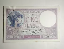 Rare Lot 10 Billets 5 Francs 24-8-1939 , Tout Les Numéros Se Suivent , Jamais circulé