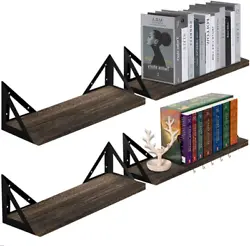 So these dark brown floating bookshelves will not only bring you more wall storage space, but also add a rustic and...