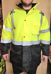 Orange High Visibility Reflective Winter Safety Jacket, Insulated Parka Jacket, ANSI Compliant. Waterproof safety...