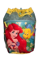 Disney The Little Mermaid Ariel Backpack Beach Travel Bag Drawstring Mesh. Gently used with no flaws to note.