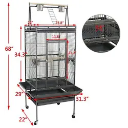 Lower Removable Sliding Grate for Easy Cleaning. - 3 feeder doors with locks for easy feeding. Cacique、Conures、...