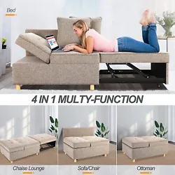Convertible Sofa Bed Folding Sleeper Leisure Recliner Lounge Couch with 2 Pillow. 4-IN-1 Multi-function mode: The...