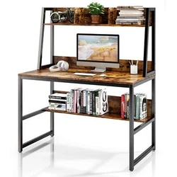 Thicken Board: 0.71”/ 1.8cm. Qty1 Computer Desk with Hutch and Bookshelf. Weight Capacity: 330lbs (desk surface),...