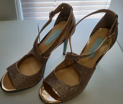 Betsey Johnson SB-Tacie Womens Heels Rose Gold Glitter.   Marker marks on bottom of shoes. Never worn.