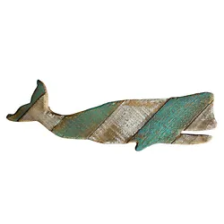 This whale decor is made of solid wood. Handpainted in distressed looking. Artistic wall art with lovely whale design,...