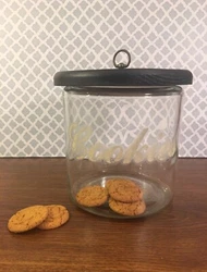 Vintage cookie jar there is some Where in tear I think give it characterHand Painted do not wash the lettering it will...