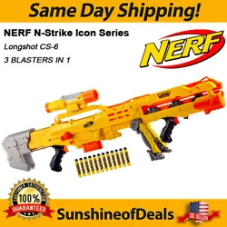 This version of the classic Nerf N-Strike Longshot CS-6 blaster has a special Icon Series colors and includes 12...