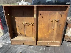 Antique Hammacher Schlemmer & Co NY Tool Box Wall Cabinet 1900 no key. 22” tall 14” wide. 7” deep very old needs...
