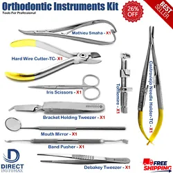 9-PCS Orthodontic Kit.SPECIFICATION:-. X1-Hard Wire Cutter-TC. X1-Castroviejo Needle Holder-TC. We do not accept P.O....