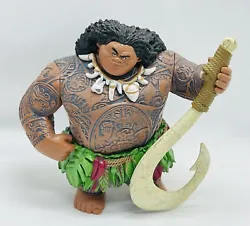 Disney Moana Maui Figure Plastic 4” W/ Hook The Rock Tattoos Heavy. In used condition